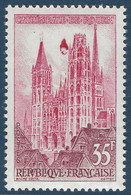 France 1957 Cathedrale De Rouen N°1129** Variété Dite "grosse Météorite"  RRR Signé CALVES - Ungebraucht
