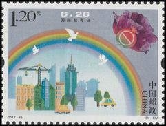 China 2017 International Day Against Drug Abuse Illicit Trafficking Rainbow Architecture Health Drugs Stamp MNH 2017-15 - Droga