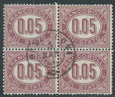 1875 REGNO SERVIZIO DI STATO USATO 5 CENT QUARTINA - RE30-9 - Dienstmarken