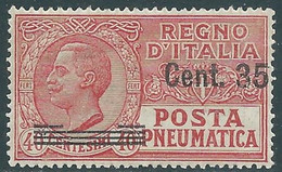 1927 REGNO POSTA PNEUMATICA SOPRASTAMPATO 35 SU 40 CENT LUSSO MNH ** - RE9-5 - Poste Pneumatique