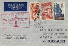 20 Mai 1937- Lettre Par Avion De PORT-GENTIL  - Service Aérien Congo-Sénégal _ 1er Voyage Mai 1937 - Covers & Documents
