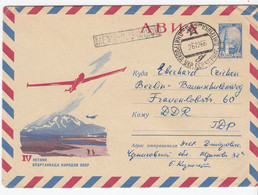 RUSSIA USSR Stationery Cover 1966 Ukraine Sport Airplane Sent To Germany 28926 - Lettres & Documents