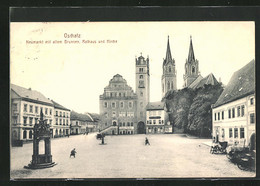 AK Oschatz, Neumarkt Mit Altem Brunnen, Rathaus Und Kirche - Oschatz