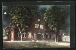 Mondschein-AK Lütjenburg, Blick Auf Das Rathaus - Lütjenburg