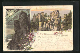 Lithographie Bastei / Sächs. Schweiz, Basteibrücke Und Basteifelsen - Bastei (sächs. Schweiz)