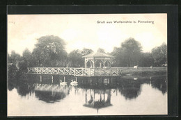 AK Wulfsmühle B. Pinneberg, Blick Auf Teich Und Pavillon Mit Schwänen - Pinneberg