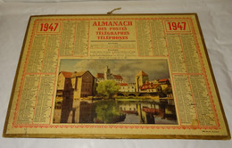 1947 CALENDRIER ALMANACH DES PTT, MORET SUR LOING, OLLER, MARNE 51 - Big : 1941-60