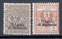 FF1 TRIPOLI DI BARBERIA 1909 Cent. 1 E 2 - Sassone Nn. 1/2 MNH** - Sin Clasificación