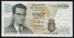 België Belgique Belgium 15 06 1964 -  20 Francs Atomium Baudouin.  1 C 9025391 - 20 Francos