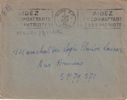 ALGERIE 1944 LETTRE EN FRANCHISEE MILITAIRE DE ALGER - Lettres & Documents