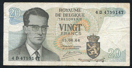 België Belgique Belgium 15 06 1964 -  20 Francs Atomium Baudouin.  4 D 4759147 - 20 Franchi