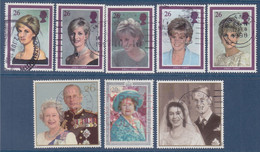 Série De 8 Timbres La Reine, Le Roi Lady Diana, Oblitérés - Altri & Non Classificati
