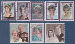 Série De 8 Timbres La Reine, Le Roi Lady Diana, Oblitérés - Otros & Sin Clasificación