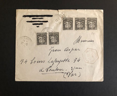 Lettre- N°55-bande 3+paire OBL ANDORRE LA VIEILLE(1943)+CAD Hex. "St JULIEN DE LORIA VAL D'ANDORRE", Cens. Allemande, RR - Briefe U. Dokumente