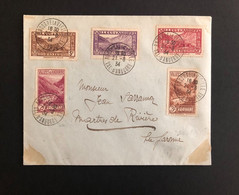 Andorre N°43+44+45+41+42 OBL ANDORRE LA VIEILLE (21.8.34) Pour MARTRES DE RIVIERE (Haute Garonne) - Storia Postale