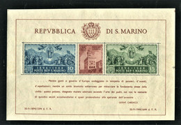 SAN MARINO 1945 FOGLIETTO PALAZZO DEL GOVERNO CARDUCCI  DENT. ** MNH - Blocchi & Foglietti