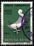 Turkey 1972 Mi 2250 NATO, Membership Of Turkey, 20th Anniversary - Gebruikt