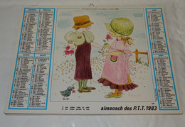 1983 CALENDRIER ( Double ) ALMANACH DES PTT, DESSIN, DESSINS D'APRES NICOLE DUVAL, OLLER, ARDENNES 08 - Formato Grande : 1981-90