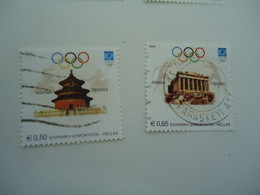 GREECE USED STAMPS SET 2 OLYMPIC GAMES 2004 ATHENS BEIGING - Verano 2004: Atenas - Paralympic