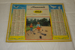 1958 CALENDRIER ALMANACH DES PTT, ENFANTS ET PIGEONS DE PARIS, OLLER, MARNE 51 - Formato Grande : 1941-60