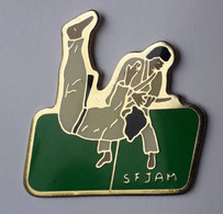 QQ158 Pin's JUDO SFJAM Société Française De Judo Et Arts Martiaux à Sagy Val-d'Oise Cartouche Verte Achat Immédiat - Judo