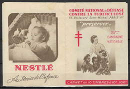 France  Vignette 1955 Carnet Incomplet 6/10 Vignettes Neuves**  -  état Voir Scans - Contre La Tuberculose - Antituberculeux