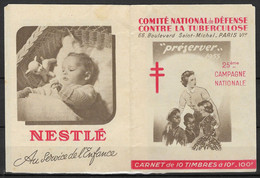 France  Vignette 1955 Carnet Incomplet 6/10 Vignettes Neuves**  -  état Voir Scans - Contre La Tuberculose - Tegen Tuberculose