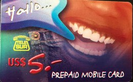 SURINAM  -  Prepaid  - Tele.Sur  -  Hallo  -  US $ 5 - Surinam