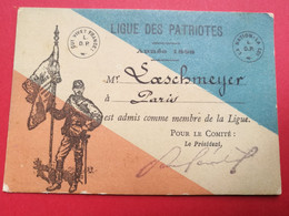 Carte Ligue Des Patriotes ,1888. A Mr Loeschmeyer   RARE Ttb état - Documents Historiques