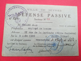 WW2 Ville De Sèvres, "défense Passive" - Historical Documents