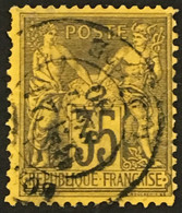 YT 93 1877-80 SAGE (type II) 35c Violet-noir S Jaune (côte 40 Euros) France – Flo - 1876-1898 Sage (Tipo II)