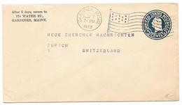 96 - 20 - Entier Postal Envoyé De Gardiner En Suisse 1922 - 1921-40