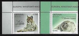 LITUANIA /LITHUANIA /LITAUEN /LITUANE /LIETUVA  - EUROPA 2021-"ENDANGERED NATIONAL WILDLIFE"- SERIE De 2 V. -CH -SUP-IZQ - 2021