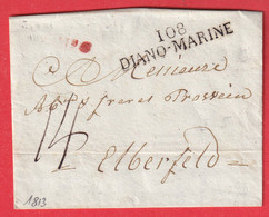 MARQUE CONQUIS 108 DIANO MARINE 1813 DIANO MARINA ANNOTATION ONNEILLE ONEGLIA POUR ELBERFELD ALLEMAGNE - 1792-1815: Conquered Departments