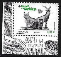 FRANCIA /FRANCE /FRANKREICH -EUROPA 2021-"ENDANGERED NATIONAL WILDLIFE"- SERIE De 1 V. - CH - INF -IZQ - 2021