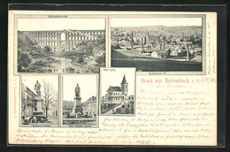 AK Reichenbach, Göltzschtalbrücke, Bismarck Denkmal Und Kaiser Wilhelm Denkmal - Reichenbach I. Vogtl.