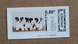 Ti02-01 :  SPECIMEN - Chiens 0.88 €  +  0.90 € (autoadhésifs / Autocollants) - Especimenes