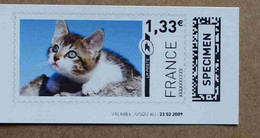 Ti02-01 :  SPECIMEN -  Chat 1.33 €  +  1.35 € (autoadhésifs / Autocollants) - Especimenes