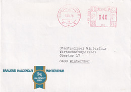 Freistempel WINTERTHUR Auf Brief VoN Der Brauerei Haldengut - Frankeermachinen
