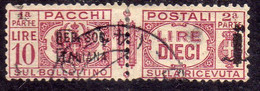 ITALIA REGNO ITALY KINGDOM 1944 REPUBBLICA SOCIALE ITALIANA PACCHI POSTALI PARCEL POST FASCIO LIRE 10 USATO USED FIRMATO - Colis-postaux