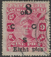 Cochin(India). 1923-4 Raja Rama Varma II. Official. Surcharge. 8p On 9p Used. SG O21 - Cochin