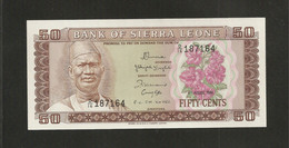 Sierra Leone, 50 Cents, 1974-1985 "President Siaka Stevens" Issue - Sierra Leona