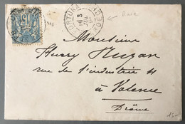 France - Ardèche, N°90 Sur Enveloppe TAD FORTUNA 3.7.1896 (rare) - (B3670) - 1877-1920: Période Semi Moderne