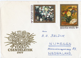 Hongarije 2 Brieven Uit 1977 Met 4 Zegels "Virágcsendéletek 1977"  (1783 ) - Briefe U. Dokumente