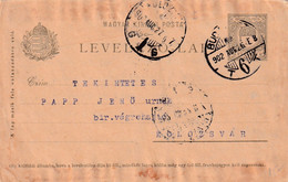 A7937- MAGYAR KIRALYI POSTA, LEVELEZO LAP, SENT TO KOLOSZVAR 1902 FROM BUDAPEST HUNGARY, MAGYAR POSTAL STATIONERY - Postal Stationery