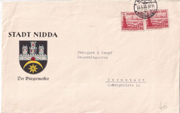 1938 - III° REICH - ENVELOPPE ILLUSTREE De La VILLE De NIDDA (OBERHESSEN)=> DARMSTADT - Brieven En Documenten