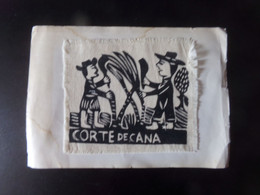 Morceau De Tissu Collé Sur Papier ( 16 X 23 Cm ) " Corte De Cana " - Spitzen Und Stoffe