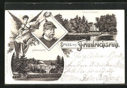 Lithographie Friedrichsruh, Schloss Und Schloss Parkseite - Friedrichsruh