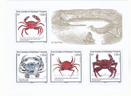 TAAF  965/968 2021 Crabes Feuillet Neuf ** TB MNH Sin Charnela Faciale 5 - Nuevos