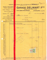 Factuur Facture - Renault - Garage Delwart Fres - Charleroi - 1935 - Automobile